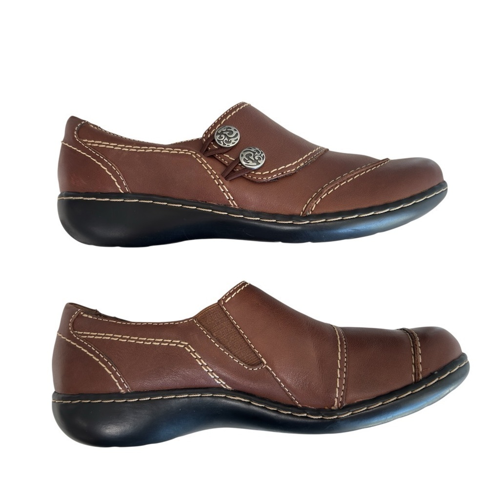 Clarks Bendables Brown Leather Ashland Alpine Slip On Womens Comfort Shoe Size 7 - Picture 4 of 12